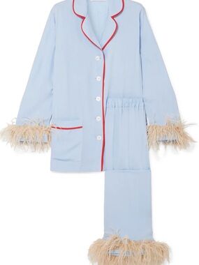 Rare Sleeper Party Pajama Set w/ Detachable Ostrich Feathers | Blue Sold Out